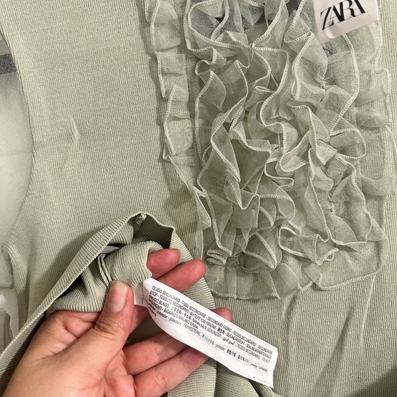 Zara Light Green Ruffle Mini Dress - Picture 5 of 9